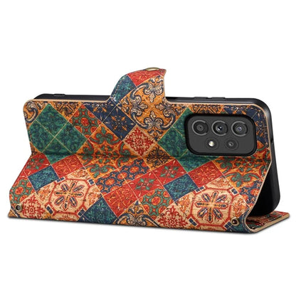 For Samsung Galaxy A33 5G Case PU Leather Floral Pattern Phone Cover with Card Holder Slot