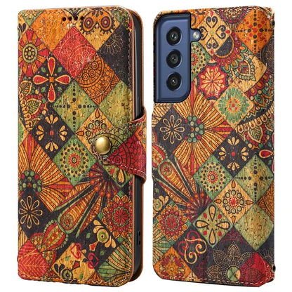 For Samsung Galaxy S21 FE 5G Case Flower Print Pattern Design PU Leather Phone Cover