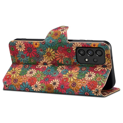 For Samsung Galaxy A53 5G Case PU Leather Stand Flower Blossom Phone Cover