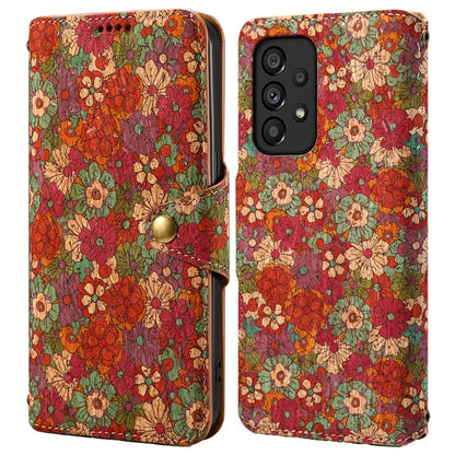 For Samsung Galaxy A53 5G Case PU Leather Stand Flower Blossom Phone Cover