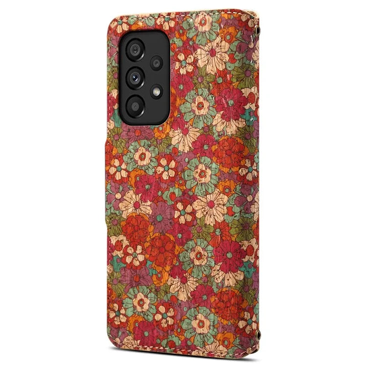 For Samsung Galaxy A53 5G Case PU Leather Stand Flower Blossom Phone Cover