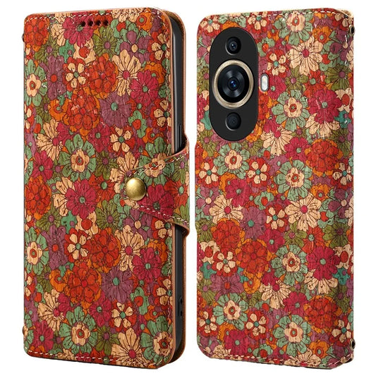 For Huawei nova 11 Leather Case Flower Printing Stand Wallet Phone Cover