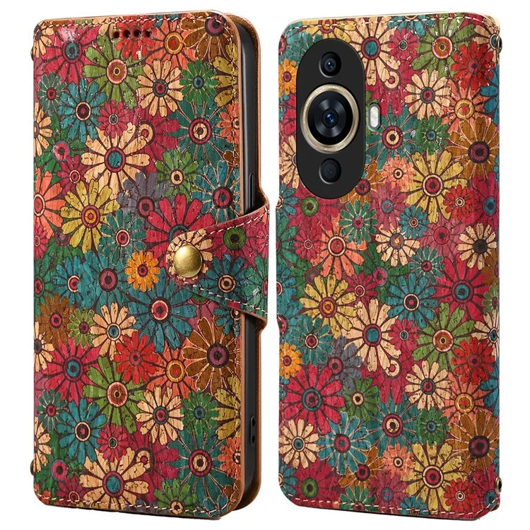 For Huawei nova 11 Leather Case Flower Printing Stand Wallet Phone Cover