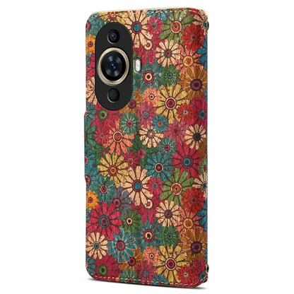 For Huawei nova 11 Leather Case Flower Printing Stand Wallet Phone Cover