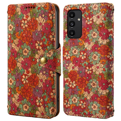 For Samsung Galaxy A13 5G Flower Phone Case Folding Stand Leather Phone Cover