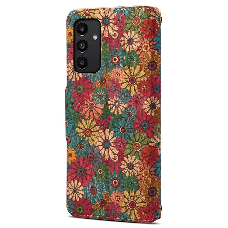 For Samsung Galaxy A13 5G Flower Phone Case Folding Stand Leather Phone Cover