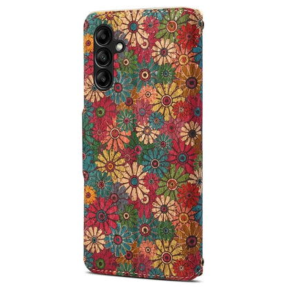 For Samsung Galaxy A05s 4G Case with Card Holder PU Leather Floral Protective Phone Cover