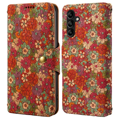 For Samsung Galaxy A05s 4G Case with Card Holder PU Leather Floral Protective Phone Cover