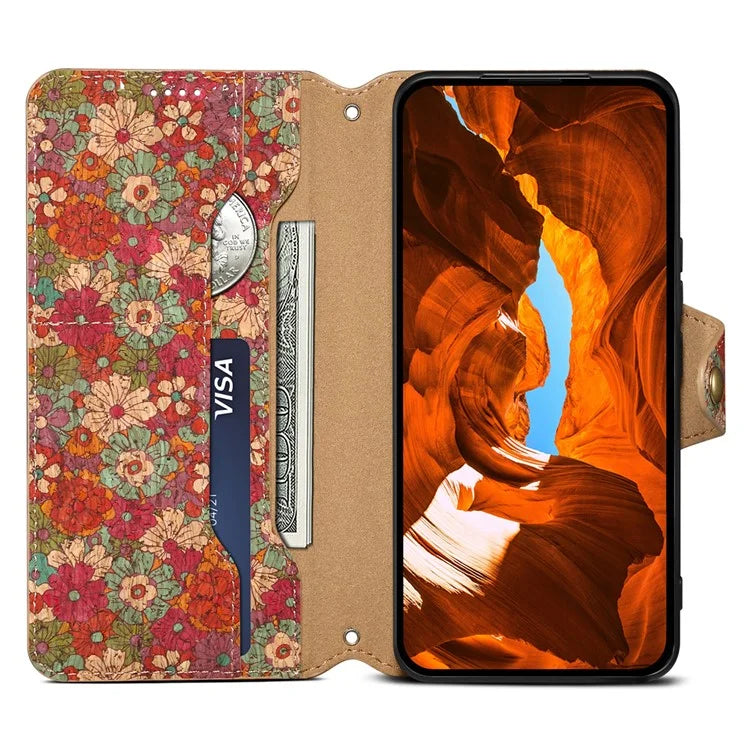For Samsung Galaxy A05s 4G Case with Card Holder PU Leather Floral Protective Phone Cover