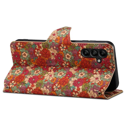 For Samsung Galaxy A05s 4G Case with Card Holder PU Leather Floral Protective Phone Cover