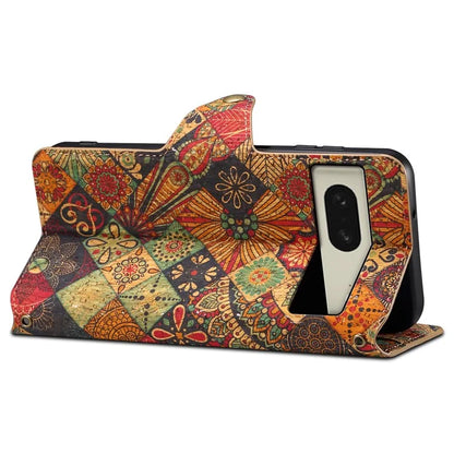 For Google Pixel 8 Case PU Leather Flip Protective Phone Cover Printed Floral Pattern