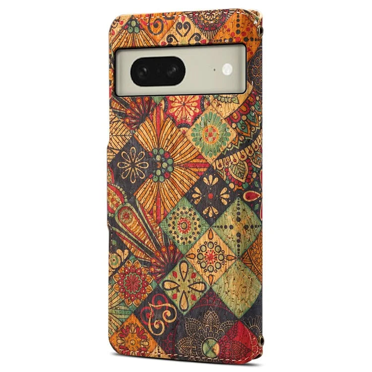 For Google Pixel 8 Case PU Leather Flip Protective Phone Cover Printed Floral Pattern