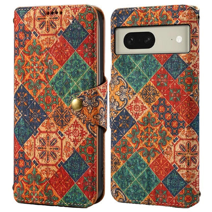 For Google Pixel 8 Case PU Leather Flip Protective Phone Cover Printed Floral Pattern