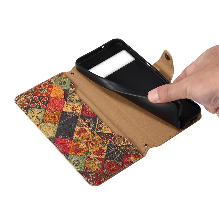 For Google Pixel 8 Case PU Leather Flip Protective Phone Cover Printed Floral Pattern