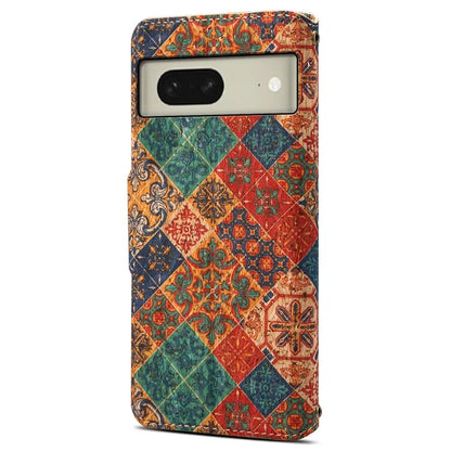 For Google Pixel 8 Case PU Leather Flip Protective Phone Cover Printed Floral Pattern