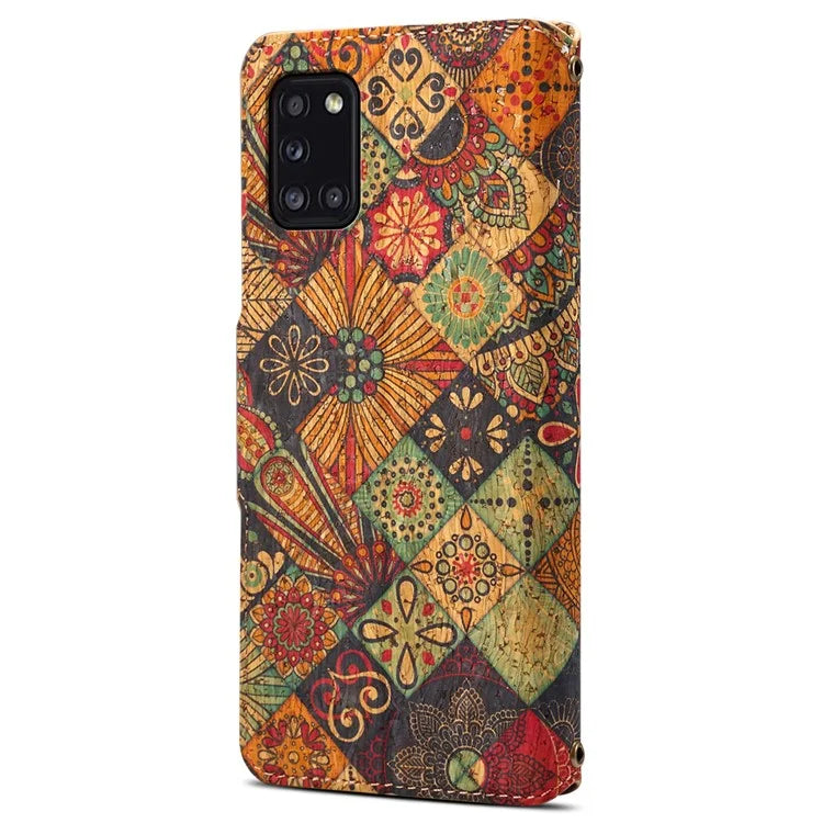 For Samsung Galaxy A31 Case Flower Pattern Folio PU Leather Dropproof Phone Cover