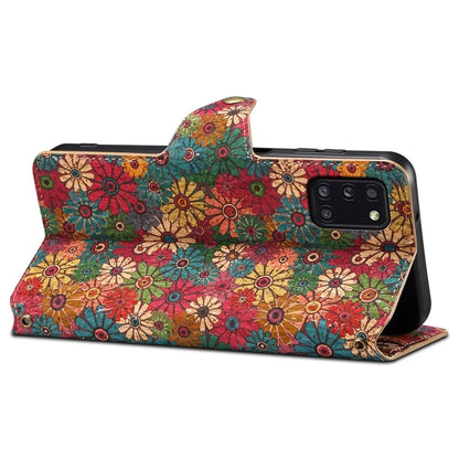 For Samsung Galaxy A31 Case Flower Pattern Folio PU Leather Dropproof Phone Cover
