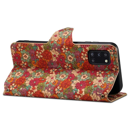 For Samsung Galaxy A31 Case Flower Pattern Folio PU Leather Dropproof Phone Cover