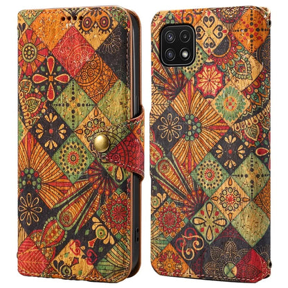 For Samsung Galaxy A22 5G (EU Version) Stand Case Flower Printing Leather Wallet Phone Cover