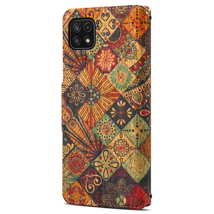 For Samsung Galaxy A22 5G (EU Version) Stand Case Flower Printing Leather Wallet Phone Cover