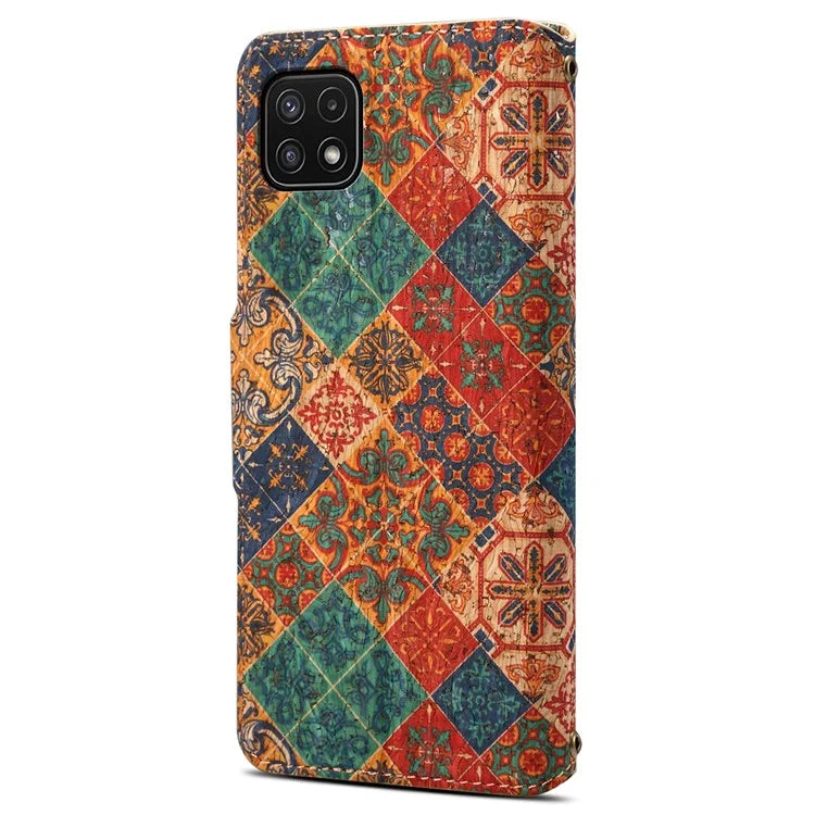 For Samsung Galaxy A22 5G (EU Version) Stand Case Flower Printing Leather Wallet Phone Cover