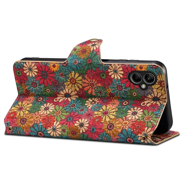 For Samsung Galaxy A05 4G Phone Case Floral Printing Wallet Leather Cover with Stand