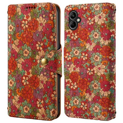 For Samsung Galaxy A05 4G Phone Case Floral Printing Wallet Leather Cover with Stand