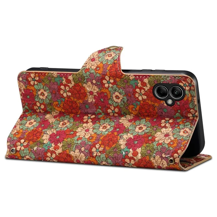 For Samsung Galaxy A05 4G Phone Case Floral Printing Wallet Leather Cover with Stand