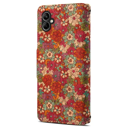 For Samsung Galaxy A05 4G Phone Case Floral Printing Wallet Leather Cover with Stand