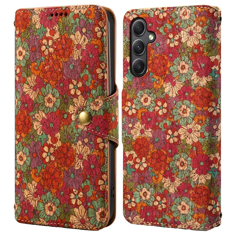 For Samsung Galaxy A24 4G (162.1 x 77.6 x 8.3mm) Wallet Phone Case Floral Printing Stand Leather Flip Cover