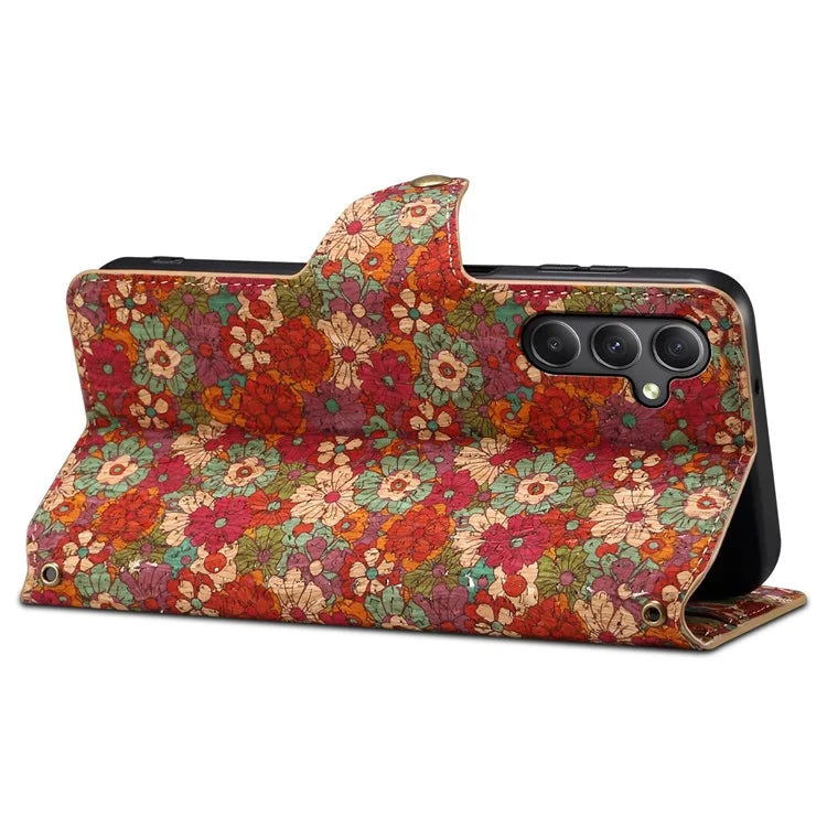 For Samsung Galaxy A24 4G (162.1 x 77.6 x 8.3mm) Wallet Phone Case Floral Printing Stand Leather Flip Cover