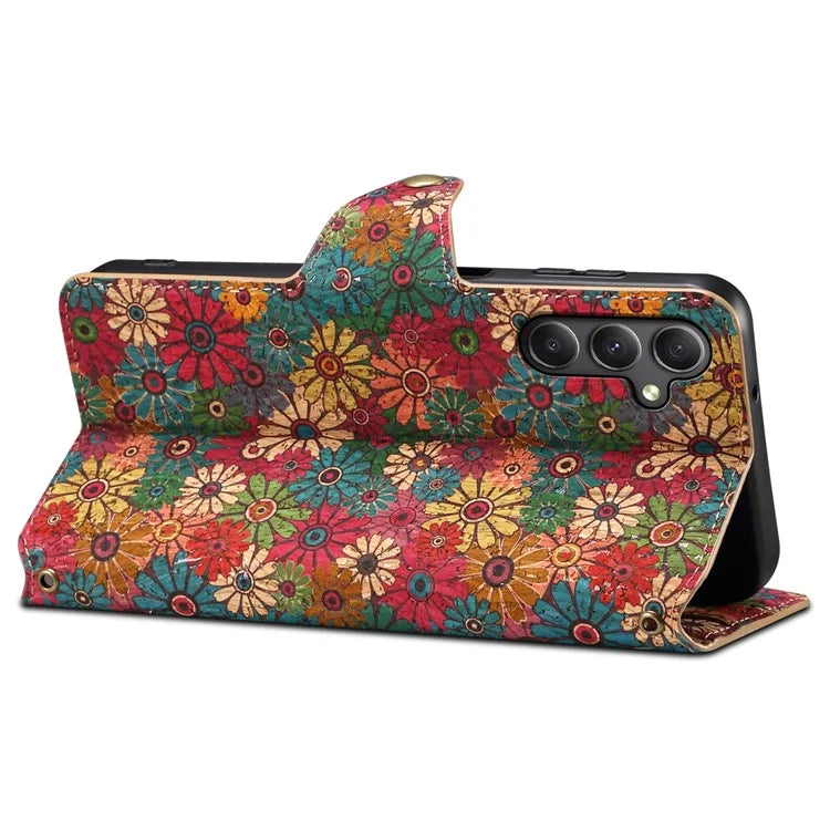 For Samsung Galaxy A24 4G (162.1 x 77.6 x 8.3mm) Wallet Phone Case Floral Printing Stand Leather Flip Cover
