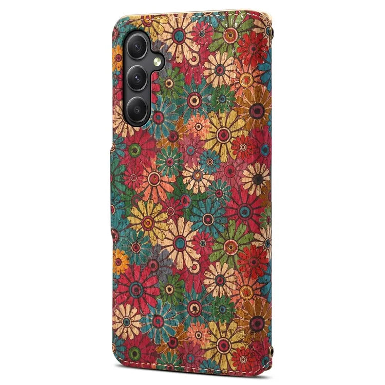 For Samsung Galaxy A24 4G (162.1 x 77.6 x 8.3mm) Wallet Phone Case Floral Printing Stand Leather Flip Cover