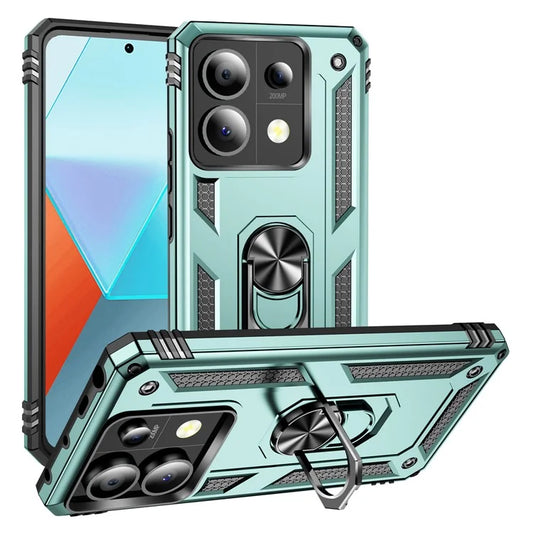 For Xiaomi Redmi Note 13 Pro 5G / Poco X6 5G Case PC+TPU Anti-Drop Phone Cover with Kickstandish Green