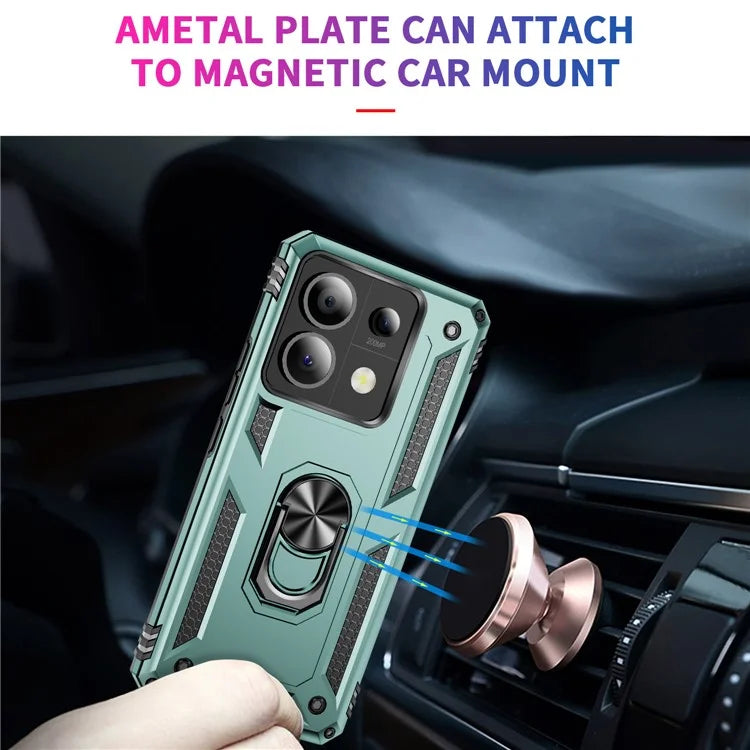 For Xiaomi Redmi Note 13 Pro 5G / Poco X6 5G Case PC+TPU Anti-Drop Phone Cover with Kickstandish Green