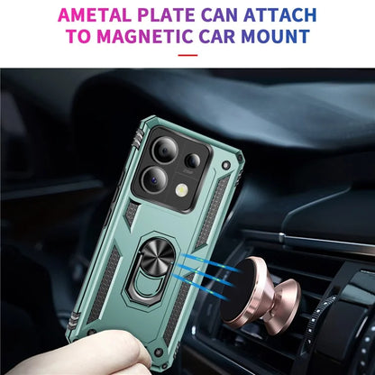 For Xiaomi Redmi Note 13 Pro 5G / Poco X6 5G Case PC+TPU Anti-Drop Phone Cover with Kickstandish Green