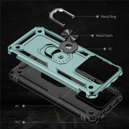 For Xiaomi Redmi Note 13 Pro 5G / Poco X6 5G Case PC+TPU Anti-Drop Phone Cover with Kickstandish Green