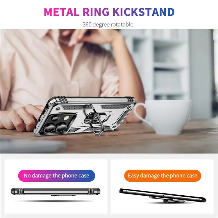 For Xiaomi Redmi Note 13 Pro 5G / Poco X6 5G Case PC+TPU Anti-Drop Phone Cover with Kickstand