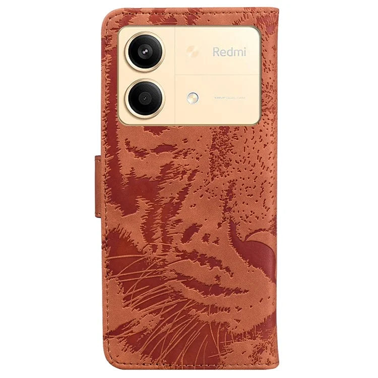 For Xiaomi Redmi Note 13R Pro 5G Case Card Slots Holder Pocket Tiger Pattern Leather Phone Cover