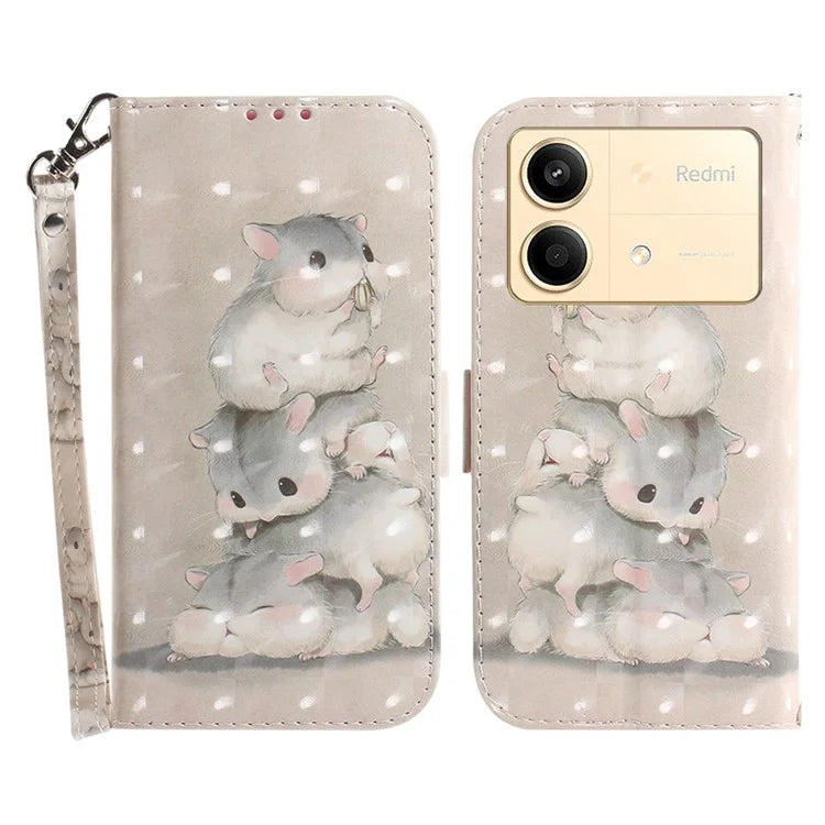 For Xiaomi Redmi Note 13R Pro 5G Phone Cover Stylish Printed Case with Wrist Strap