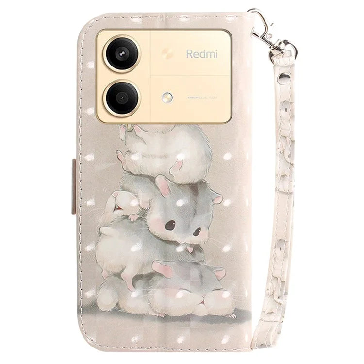 For Xiaomi Redmi Note 13R Pro 5G Phone Cover Stylish Printed Case with Wrist Strap