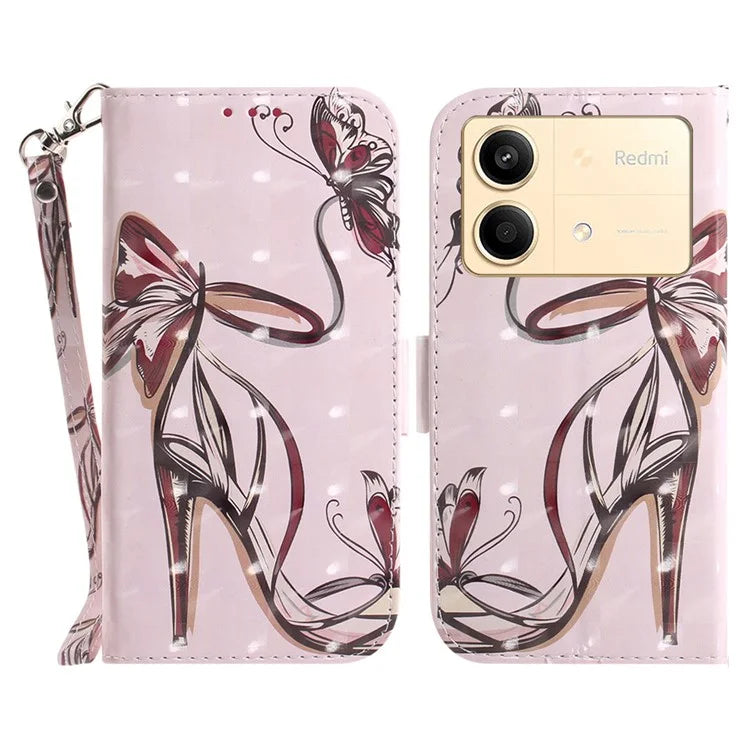 For Xiaomi Redmi Note 13R Pro 5G Phone Cover Stylish Printed Case with Wrist Strap