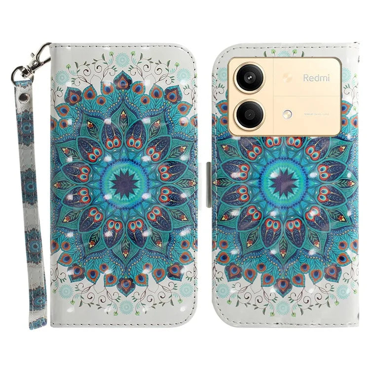 For Xiaomi Redmi Note 13R Pro 5G Phone Cover Stylish Printed Case with Wrist Strap
