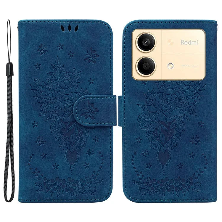 For Xiaomi Redmi Note 13R Pro 5G Shockproof Case Flower Pattern Folio Stand Phone Cover