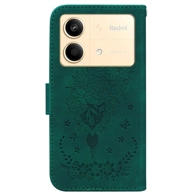 For Xiaomi Redmi Note 13R Pro 5G Shockproof Case Flower Pattern Folio Stand Phone Cover