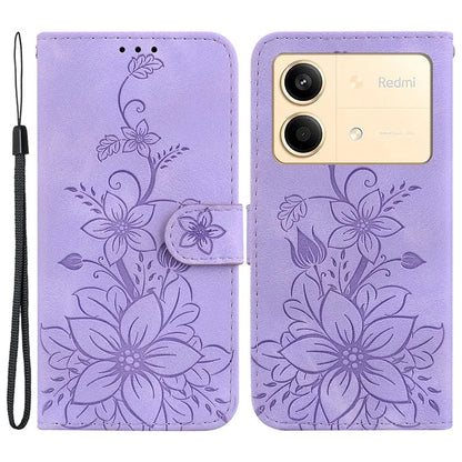 For Xiaomi Redmi Note 13R Pro 5G Leather Case Flower Imprint Scratch-proof Phone Wallet Cover