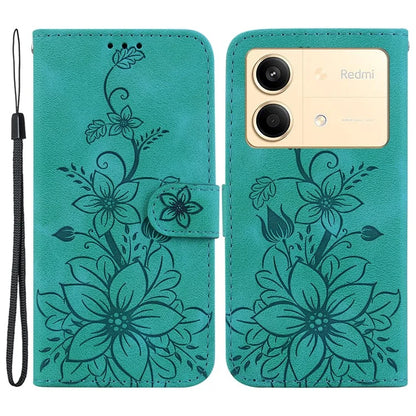 For Xiaomi Redmi Note 13R Pro 5G Leather Case Flower Imprint Scratch-proof Phone Wallet Cover