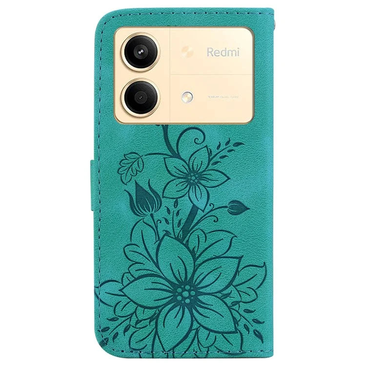 For Xiaomi Redmi Note 13R Pro 5G Leather Case Flower Imprint Scratch-proof Phone Wallet Cover