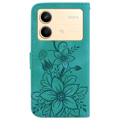 For Xiaomi Redmi Note 13R Pro 5G Leather Case Flower Imprint Scratch-proof Phone Wallet Cover