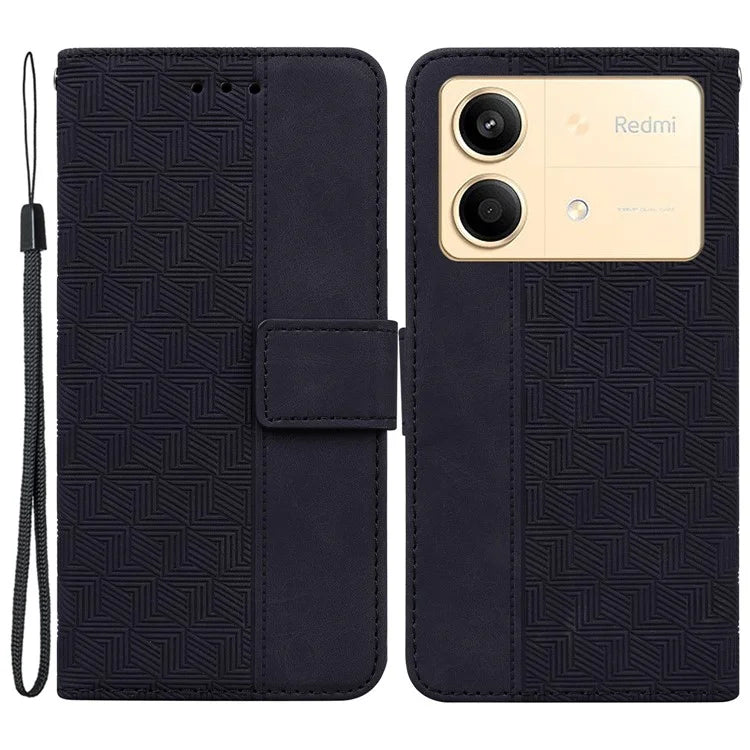 For Xiaomi Redmi Note 13R Pro 5G Case 3D Geometry Leather+TPU Mobile Phone Cover